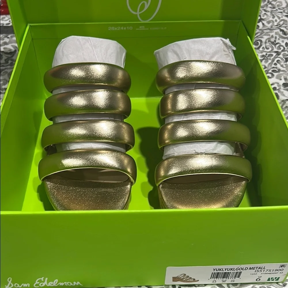 Sam Edelman Yuki EM Platform Sandals – Gold Metallic – Size 6 M – BNIB‎